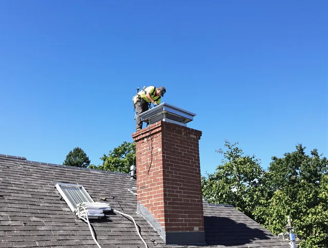 Fort Myers Chimney Sweep technician measuring a chimney cap in Fort Myers, FL