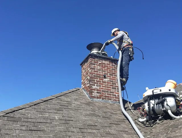 Dedicated Fort Myers Chimney Sweep team member cleaning a chimney in Fort Myers, FL