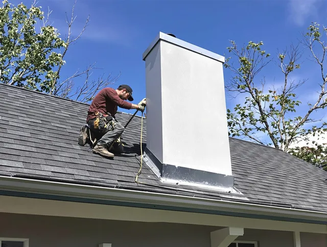 Fort Myers Chimney Sweep team member finishing chimney construction in Fort Myers, FL