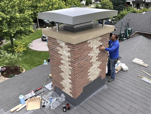 Fort Myers Chimney Sweep team working on a custom chimney remodel in Fort Myers, FL