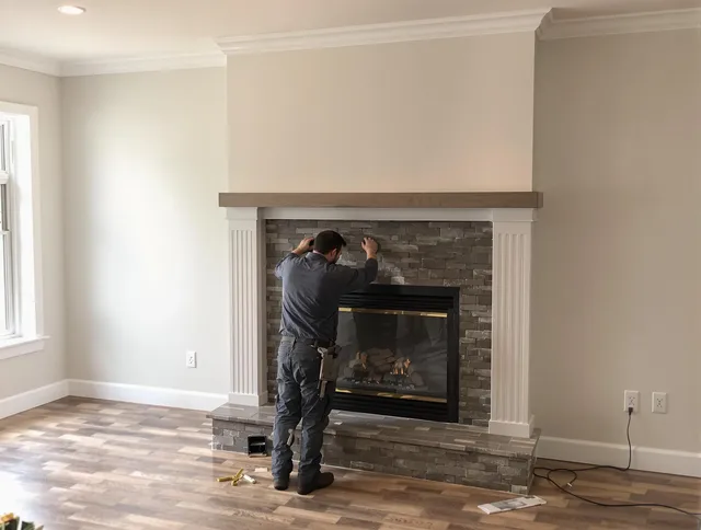 Fort Myers Chimney Sweep finishing a custom fireplace install in Fort Myers, FL